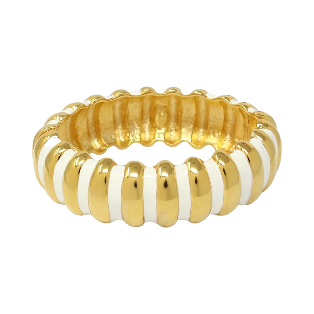 White Enamel Ribbed Bracelet